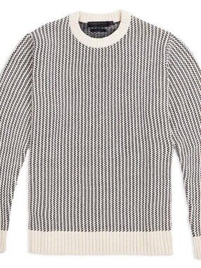 Paul James Beige Fisherman Tuck Stitch Crewneck Sweater/16021